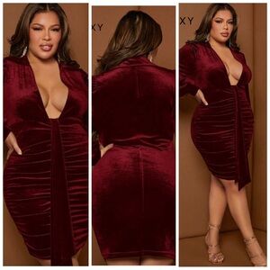 Elegant Burgundy Velvet Dress